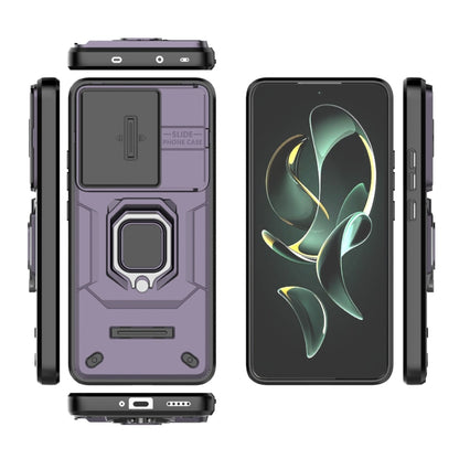 For Xiaomi Redmi K60 Ultra 5G Sliding Camshield TPU + PC Shockproof Phone Case with Holder(Purple) - Xiaomi Cases by PMC Jewellery | Online Shopping South Africa | PMC Jewellery | Buy Now Pay Later Mobicred