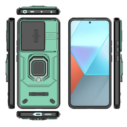 For Xiaomi Redmi Note 13 Pro 5G Sliding Camshield TPU + PC Shockproof Phone Case with Holder(Green) - Note 13 Pro Cases by PMC Jewellery | Online Shopping South Africa | PMC Jewellery | Buy Now Pay Later Mobicred