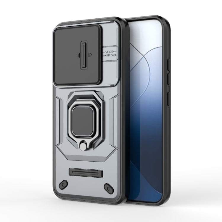 For Xiaomi 14 Sliding Camshield TPU + PC Shockproof Phone Case with Holder(Grey) - free shipping - PMC TechLife - Order now!