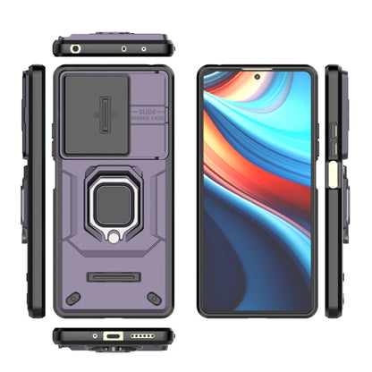 For Xiaomi Redmi Note 13R Pro 5G Sliding Camshield TPU + PC Shockproof Phone Case with Holder(Purple) - Xiaomi Cases by PMC Jewellery | Online Shopping South Africa | PMC Jewellery | Buy Now Pay Later Mobicred