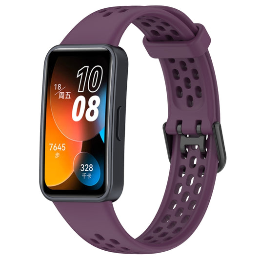 For Huawei Band 8 Solid Color Breathable Silicone Watch Band(Purple) - Watch Bands by PMC Jewellery | Online Shopping South Africa | PMC Jewellery