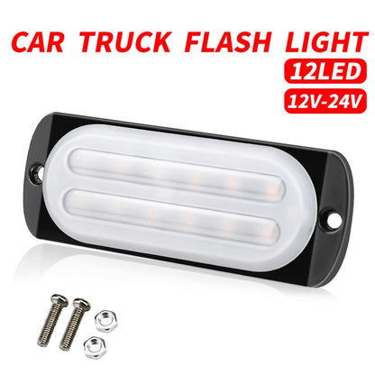 DC12V-24V / 36W Car Truck Emergency Strobe Flash Warning Light 12LEDs Ultra-thin Side Lights(White + Red) - Warning Lights by PMC Jewellery | Online Shopping South Africa | PMC Jewellery | Buy Now Pay Later Mobicred