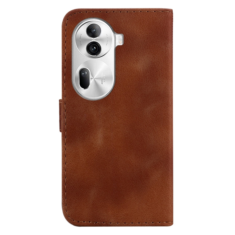 For OPPO Reno 11 Pro 5G Global 7-shaped Embossed Leather Phone Case(Brown) - Reno11 Pro Cases by PMC Jewellery | Online Shopping South Africa | PMC Jewellery | Buy Now Pay Later Mobicred
