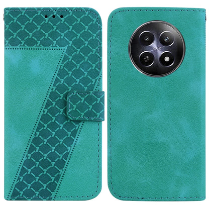 For Realme 12 5G 7-shaped Embossed Leather Phone Case(Green) - Realme Cases by PMC Jewellery | Online Shopping South Africa | PMC Jewellery | Buy Now Pay Later Mobicred