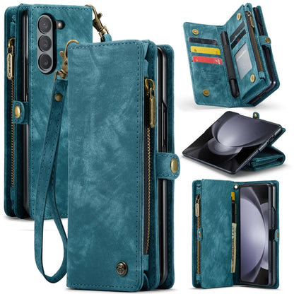 For Samsung Galaxy Z Fold5 CaseMe 008 Multifunctional Zipper Wallet Phone Leather Case(Blue) - Galaxy Z Fold5 Cases by CaseMe | Online Shopping South Africa | PMC Jewellery | Buy Now Pay Later Mobicred