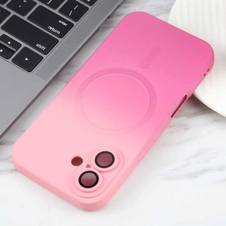 For iPhone 16 Liquid TPU Silicone Gradient MagSafe Phone Case(Pink Red) - iPhone 16 Cases by PMC Jewellery | Online Shopping South Africa | PMC Jewellery | Buy Now Pay Later Mobicred