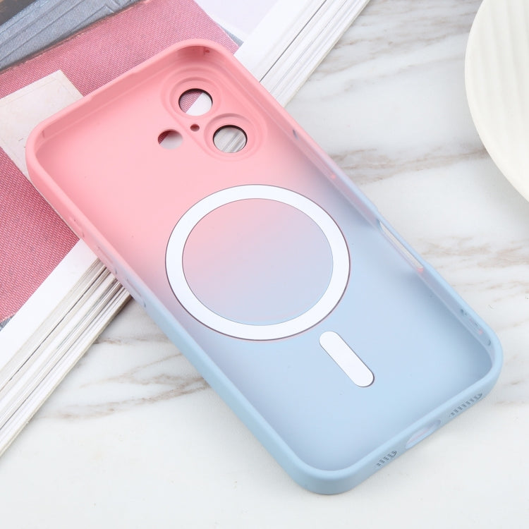 For iPhone 16 Liquid TPU Silicone Gradient MagSafe Phone Case(Pink Blue) - iPhone 16 Cases by PMC Jewellery | Online Shopping South Africa | PMC Jewellery | Buy Now Pay Later Mobicred