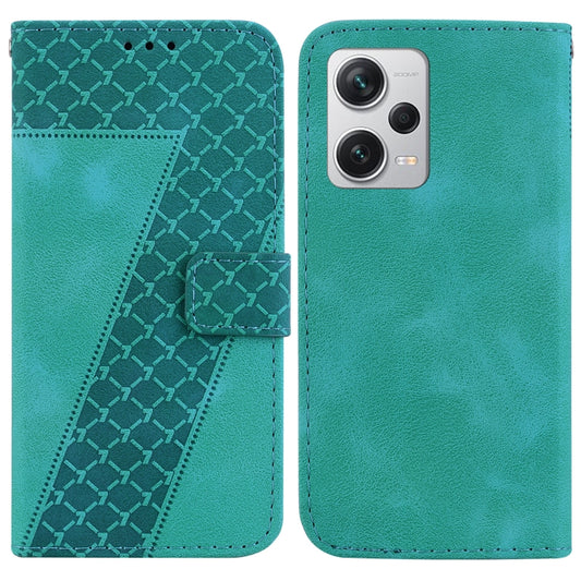 For Xiaomi Redmi Note 12 Pro+ Global 7-shaped Embossed Leather Phone Case(Green) - Xiaomi Cases by PMC Jewellery | Online Shopping South Africa | PMC Jewellery | Buy Now Pay Later Mobicred
