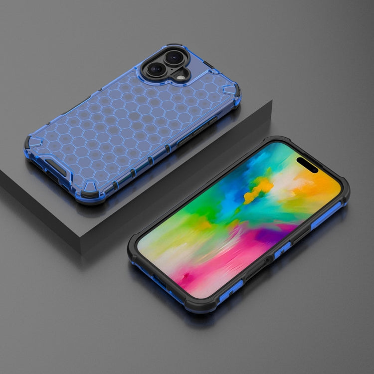 For iPhone 16 Plus Honeycomb Shockproof Phone Case(Blue) - iPhone 16 Plus Cases by PMC Jewellery | Online Shopping South Africa | PMC Jewellery | Buy Now Pay Later Mobicred