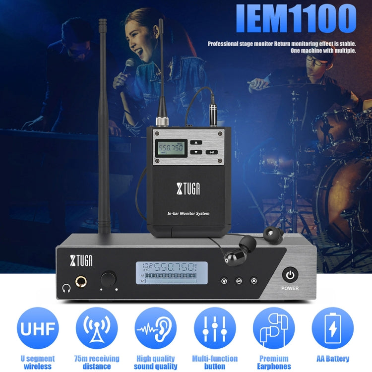 XTUGA  IEM1100 Professional Wireless In Ear Monitor System 4 BodyPacks(AU Plug) - Microphone by XTUGA | Online Shopping South Africa | PMC Jewellery | Buy Now Pay Later Mobicred