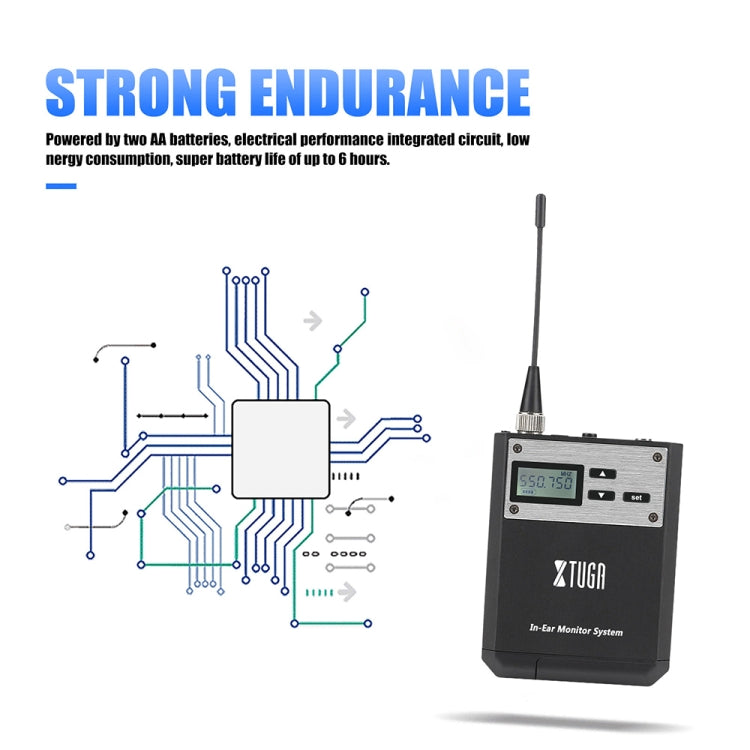 XTUGA  IEM1100 Professional Wireless In Ear Monitor System 2 BodyPacks(UK Plug) - Microphone by XTUGA | Online Shopping South Africa | PMC Jewellery | Buy Now Pay Later Mobicred