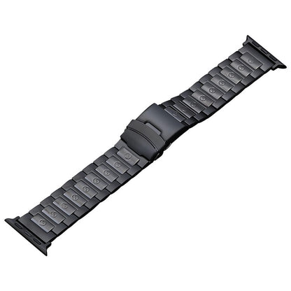 For Apple Watch Series 5 44mm Safety Buckle Titanium Steel Watch Band(Black) - Watch Bands by PMC Jewellery | Online Shopping South Africa | PMC Jewellery