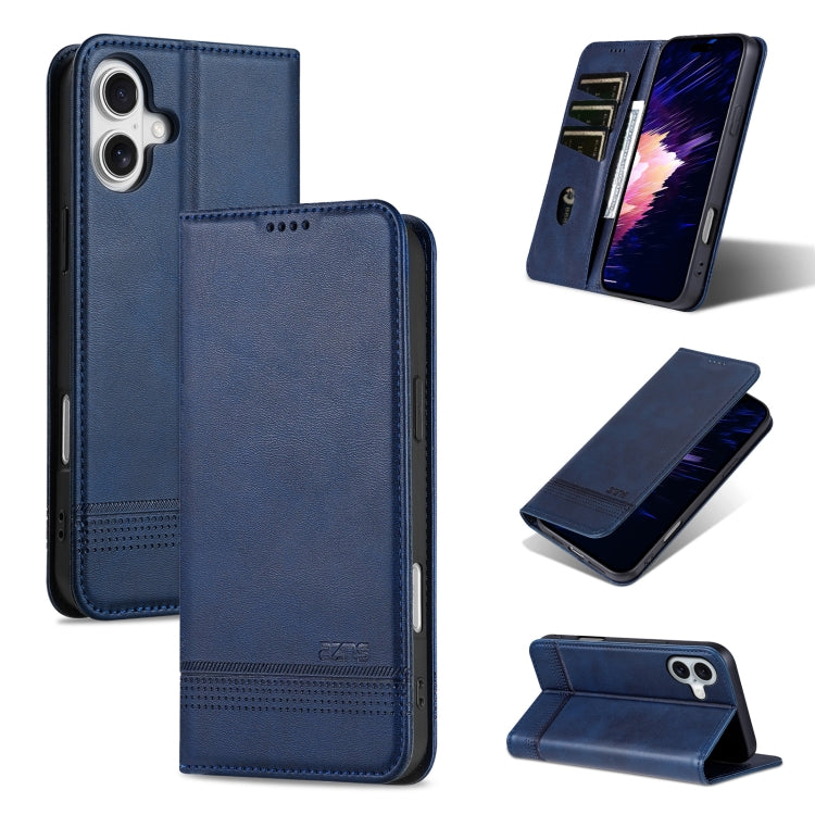 For iPhone 16 Plus AZNS Magnetic Calf Texture Flip Leather Phone Case(Dark Blue) - iPhone 16 Plus Cases by AZNS | Online Shopping South Africa | PMC Jewellery | Buy Now Pay Later Mobicred