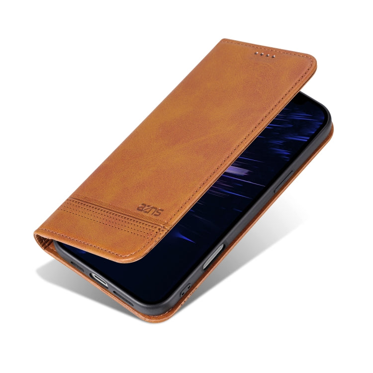 For iPhone 16 AZNS Magnetic Calf Texture Flip Leather Phone Case(Light Brown) - iPhone 16 Cases by AZNS | Online Shopping South Africa | PMC Jewellery | Buy Now Pay Later Mobicred