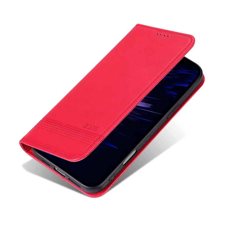 For iPhone 16 AZNS Magnetic Calf Texture Flip Leather Phone Case(Red) - iPhone 16 Cases by AZNS | Online Shopping South Africa | PMC Jewellery | Buy Now Pay Later Mobicred