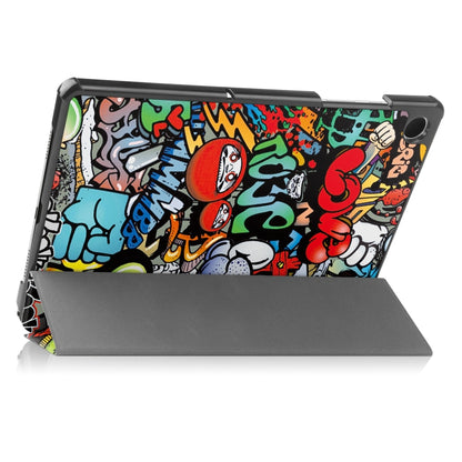 For Samsung Galaxy Tab A9 Custer Painted 3-Fold Holder Smart Leather Tablet Case(Graffiti) - Galaxy Tab A9 by PMC Jewellery | Online Shopping South Africa | PMC Jewellery