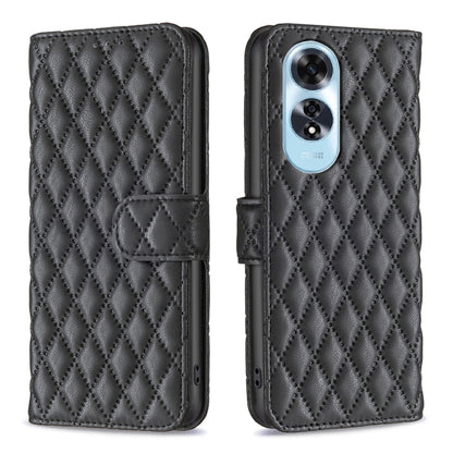 For OPPO A60 Diamond Lattice Wallet Leather Flip Phone Case(Black) - OPPO Cases by PMC Jewellery | Online Shopping South Africa | PMC Jewellery | Buy Now Pay Later Mobicred