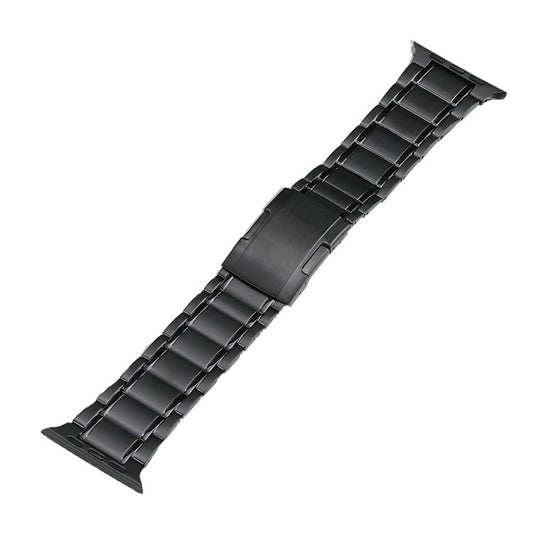 For Apple Watch SE 2022 44mm Five Beads Turtle Buckle Titanium Steel Watch Band(Black) - Watch Bands by PMC Jewellery | Online Shopping South Africa | PMC Jewellery