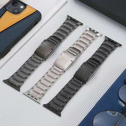 For Apple Watch Series 5 44mm Five Beads Turtle Buckle Titanium Steel Watch Band(Grey) - Watch Bands by PMC Jewellery | Online Shopping South Africa | PMC Jewellery