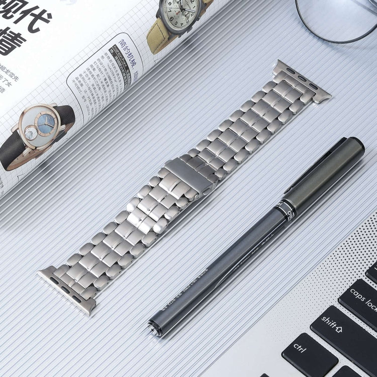 For Apple Watch SE 2022 44mm Five Beads Titanium Steel Watch Band(Silver) - Watch Bands by PMC Jewellery | Online Shopping South Africa | PMC Jewellery