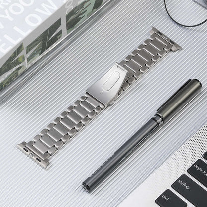 For Apple Watch SE 2022 44mm Five Beads Titanium Steel Watch Band(Silver) - Watch Bands by PMC Jewellery | Online Shopping South Africa | PMC Jewellery