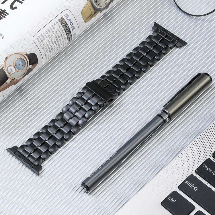 For Apple Watch Series 4 44mm Five Beads Titanium Steel Watch Band(Black) - Watch Bands by PMC Jewellery | Online Shopping South Africa | PMC Jewellery