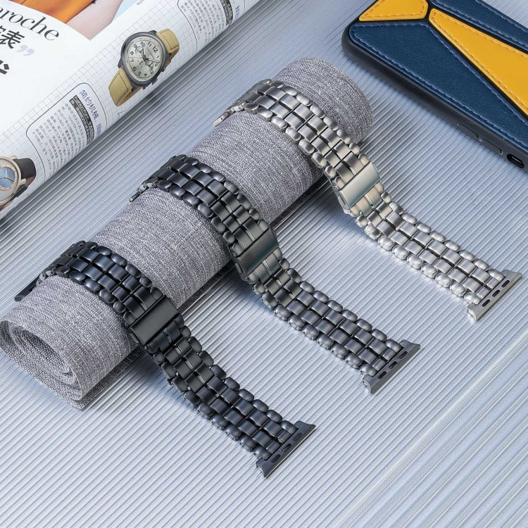 For Apple Watch 42mm Five Beads Titanium Steel Watch Band(Black) - Watch Bands by PMC TechLife | Online Shopping South Africa | PMC TechLife