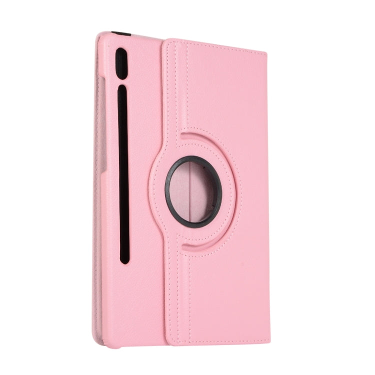 For Samsung Galaxy Tab S9+ / Tab S10+ 360 Degrees Rotation Holder Litchi Texture Leather Tablet Case(Pink) - Galaxy Tab S9+ Cases by PMC Jewellery | Online Shopping South Africa | PMC Jewellery | Buy Now Pay Later Mobicred