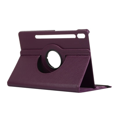 For Samsung Galaxy Tab S9 Ultra 360 Degrees Rotation Holder Litchi Texture Leather Tablet Case(Purple) - Galaxy Tab S9 Ultra Cases by PMC Jewellery | Online Shopping South Africa | PMC Jewellery | Buy Now Pay Later Mobicred