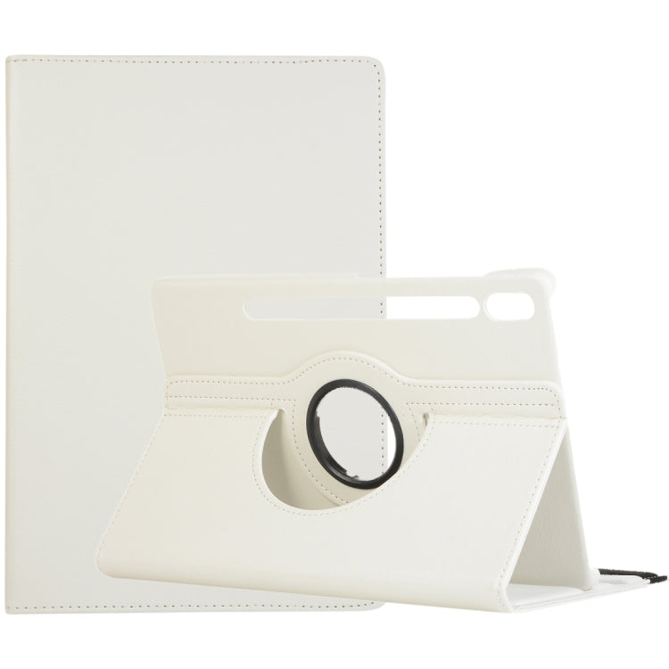 For Samsung Galaxy Tab S9 Ultra 360 Degrees Rotation Holder Litchi Texture Leather Tablet Case(White) - Galaxy Tab S9 Ultra Cases by PMC Jewellery | Online Shopping South Africa | PMC Jewellery | Buy Now Pay Later Mobicred