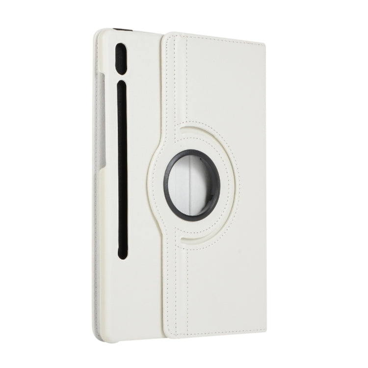 For Samsung Galaxy Tab S9 Ultra 360 Degrees Rotation Holder Litchi Texture Leather Tablet Case(White) - Galaxy Tab S9 Ultra Cases by PMC Jewellery | Online Shopping South Africa | PMC Jewellery | Buy Now Pay Later Mobicred