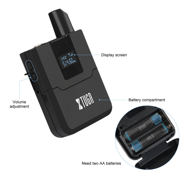 XTUGA A140-B Wireless Microphone System 4 BodyPack Headset Lavalier Microphone(US Plug) - Microphone by XTUGA | Online Shopping South Africa | PMC Jewellery | Buy Now Pay Later Mobicred