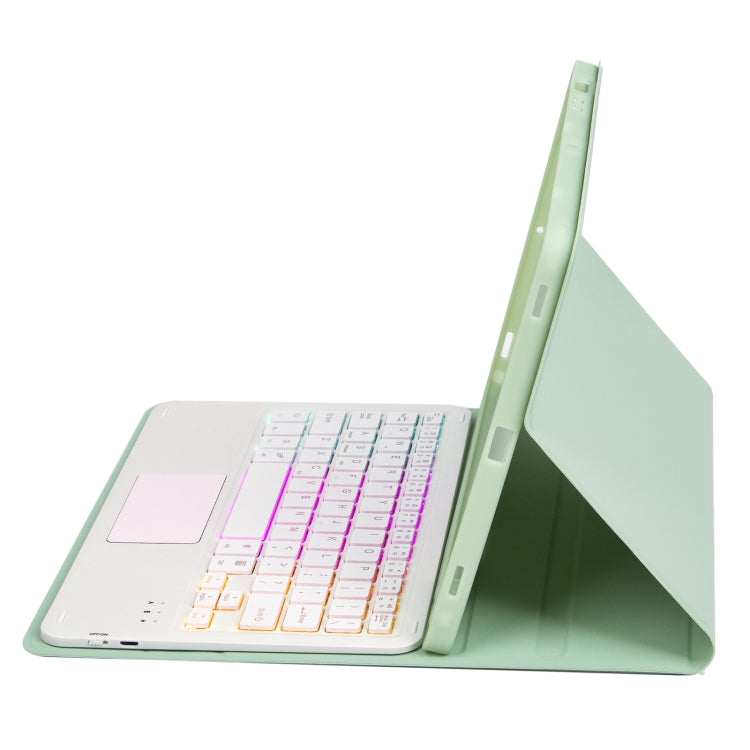 For Samsung Galaxy Tab S9 FE / 10 FE Candy Color Touch Backlight Bluetooth Keyboard Leather Tablet Case with Pen Holder(Light Green) - free shipping - PMC TechLife - Order now!