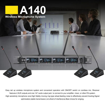 XTUGA A140-C Wireless Microphone System 4-Channel UHF Four Conference Mics(UK Plug) - Microphone by XTUGA | Online Shopping South Africa | PMC Jewellery | Buy Now Pay Later Mobicred