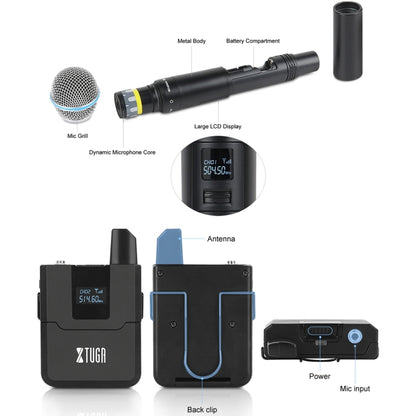 XTUGA A140-H Wireless Microphone System 4 Channel UHF Handheld Microphone(US Plug) - Microphone by XTUGA | Online Shopping South Africa | PMC Jewellery | Buy Now Pay Later Mobicred