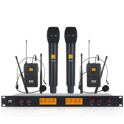 XTUGA A400-HB Professional 4-Channel UHF Wireless Microphone System with 2 Handheld & 2 Headset Microphone(UK Plug) - Microphone by XTUGA | Online Shopping South Africa | PMC Jewellery | Buy Now Pay Later Mobicred