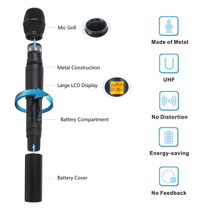 XTUGA A400-HB Professional 4-Channel UHF Wireless Microphone System with 2 Handheld & 2 Headset Microphone(AU Plug) - Microphone by XTUGA | Online Shopping South Africa | PMC Jewellery | Buy Now Pay Later Mobicred