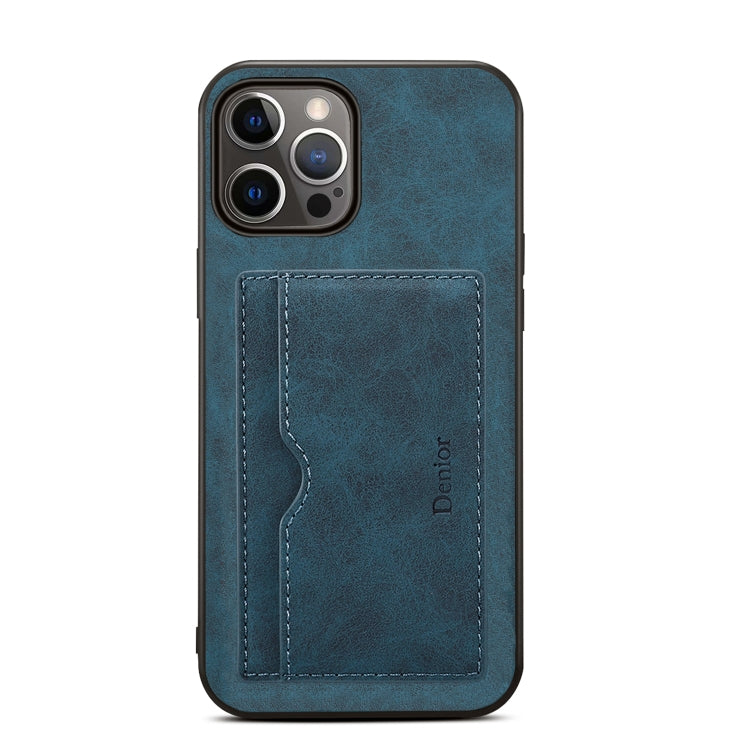 For iPhone 15 Pro Max Denior PU Single Card Slot Holder Phone Case(Blue) - iPhone 15 Pro Max Cases by Denior | Online Shopping South Africa | PMC Jewellery | Buy Now Pay Later Mobicred