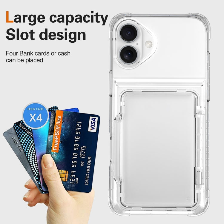 For iPhone 16 Plus Crystal Clear Flip Card Slot Phone Case(Transparent) - iPhone 16 Plus Cases by PMC Jewellery | Online Shopping South Africa | PMC Jewellery | Buy Now Pay Later Mobicred