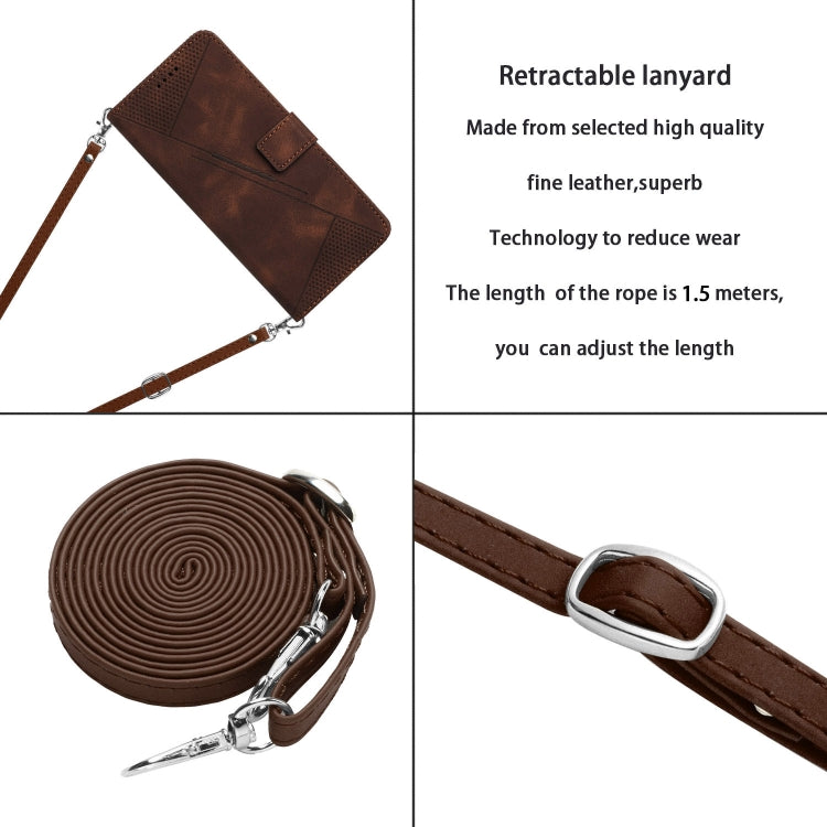 For Motorola Edge 2024 Dream Triangle Leather Phone Case with Lanyard(Brown) - Motorola Cases by PMC Jewellery | Online Shopping South Africa | PMC Jewellery | Buy Now Pay Later Mobicred