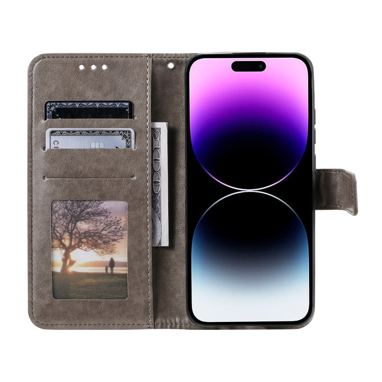 For iPhone 16 Pro Totem Flower Embossed Leather Phone Case(Grey) - iPhone 16 Pro Cases by PMC TechLife | Online Shopping South Africa | PMC TechLife | Buy Now Pay Later Mobicred