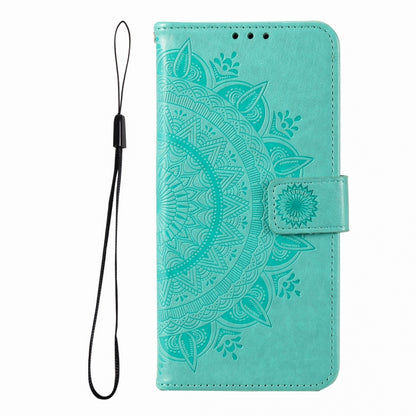 For iPhone 16 Plus Totem Flower Embossed Leather Phone Case(Green) - iPhone 16 Plus Cases by PMC Jewellery | Online Shopping South Africa | PMC Jewellery | Buy Now Pay Later Mobicred