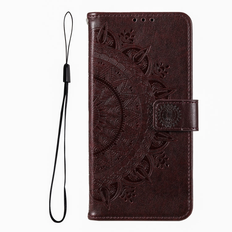 For iPhone 16 Totem Flower Embossed Leather Phone Case(Brown) - iPhone 16 Cases by PMC TechLife | Online Shopping South Africa | PMC TechLife | Buy Now Pay Later Mobicred