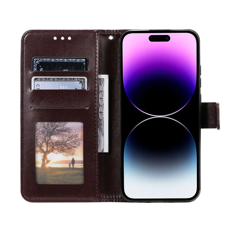 For iPhone 16 Totem Flower Embossed Leather Phone Case(Brown) - iPhone 16 Cases by PMC TechLife | Online Shopping South Africa | PMC TechLife | Buy Now Pay Later Mobicred