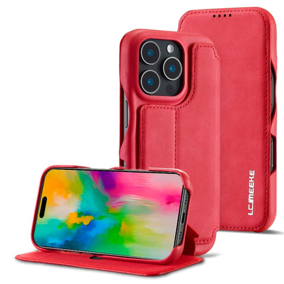 For iPhone 16 Pro Max LC.IMEEKE Hon Ancient Series Flip Leather Phone Case(Red) - iPhone 16 Pro Max Cases by LC.IMEEKE | Online Shopping South Africa | PMC Jewellery | Buy Now Pay Later Mobicred