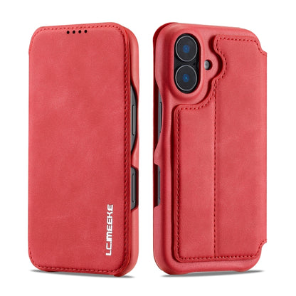 For iPhone 16 LC.IMEEKE Hon Ancient Series Flip Leather Phone Case(Red) - iPhone 16 Cases by LC.IMEEKE | Online Shopping South Africa | PMC Jewellery | Buy Now Pay Later Mobicred