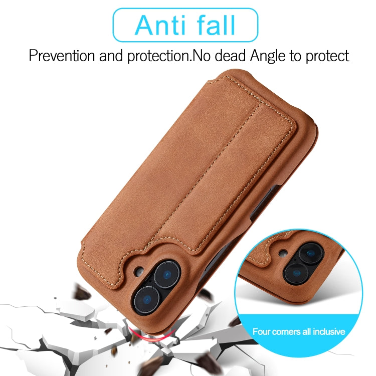 For iPhone 16 LC.IMEEKE Hon Ancient Series Flip Leather Phone Case(Brown) - free shipping - PMC Jewellery - Order now!