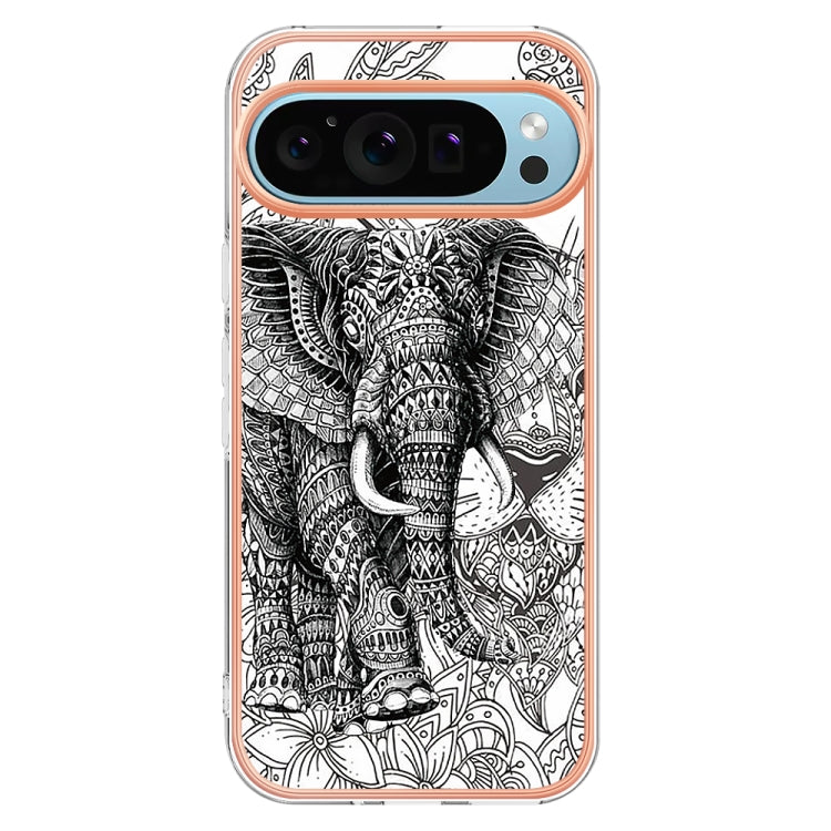 For Google Pixel 9 / 9 Pro Electroplating Dual-side IMD Phone Case(Totem Elephant) - Google Cases by PMC Jewellery | Online Shopping South Africa | PMC Jewellery | Buy Now Pay Later Mobicred