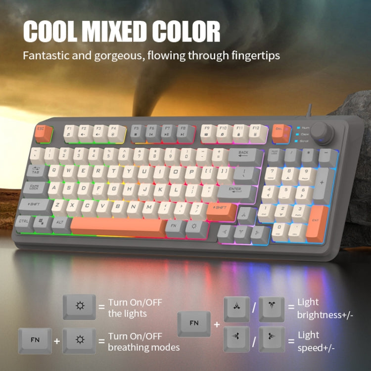 XUNFOX K82 Three-colors 94-Keys Blacklit USB Wired Gaming Keyboard, Cable Length: 1.5m(Lake Blue) - Wired Keyboard by PMC Jewellery | Online Shopping South Africa | PMC Jewellery | Buy Now Pay Later Mobicred