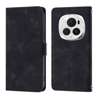 For Honor Magic6 Pro 5G Global Skin-feel Embossed Leather Phone Case(Black) - Honor Cases by PMC Jewellery | Online Shopping South Africa | PMC Jewellery | Buy Now Pay Later Mobicred